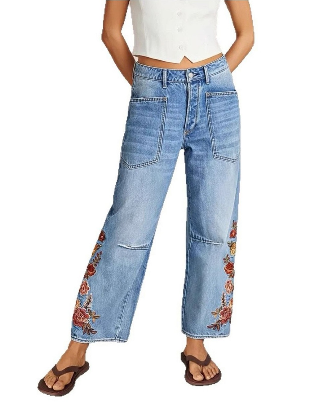 1295. DRIFTWOOD Becky Barrel embroidered jeans Sz 4 NWT $188